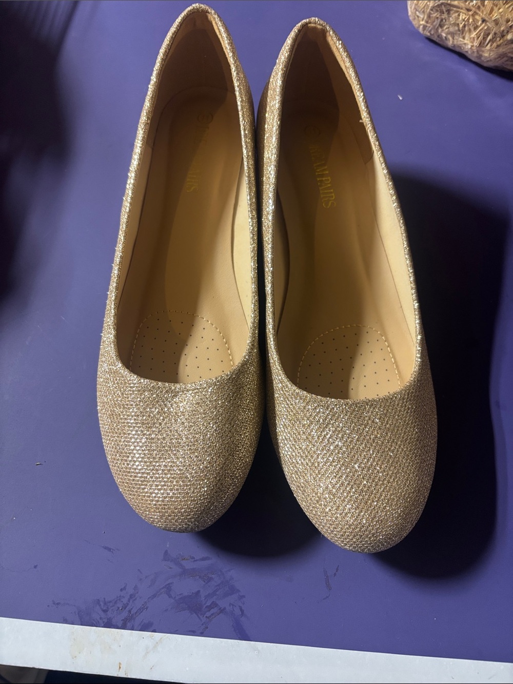 Dream Pairs Gold Glitter Slip-On Ballet Flats